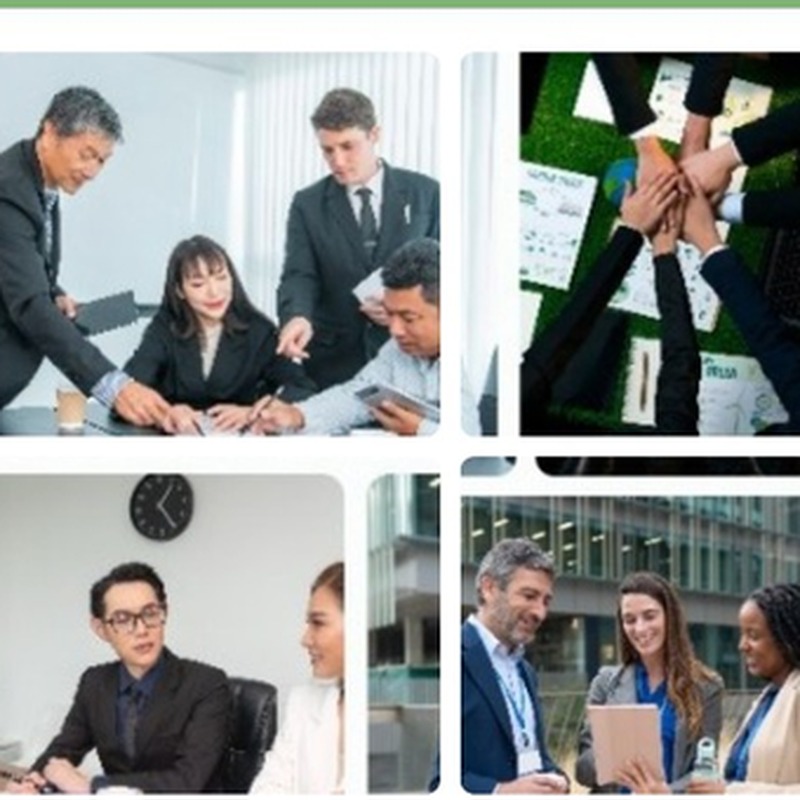 Team discussing outside a modern office